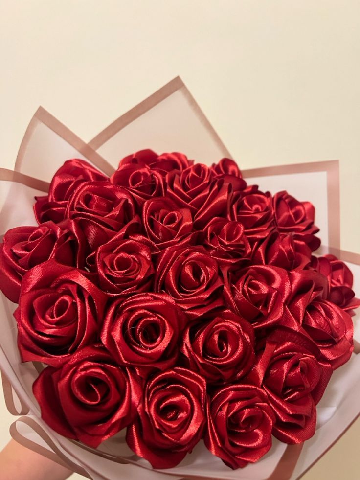 Eternity Bloom™ Luxury Bouquet | Deep Red Premium Satin Ribbon Roses (Approx 21-Stem) | Handcrafted Non-Fading Forever Flowers | Perfect Gifting for Anniversary & Valentine's Day